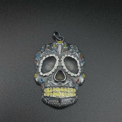 Sterling Silver Enameled Skull Pendant