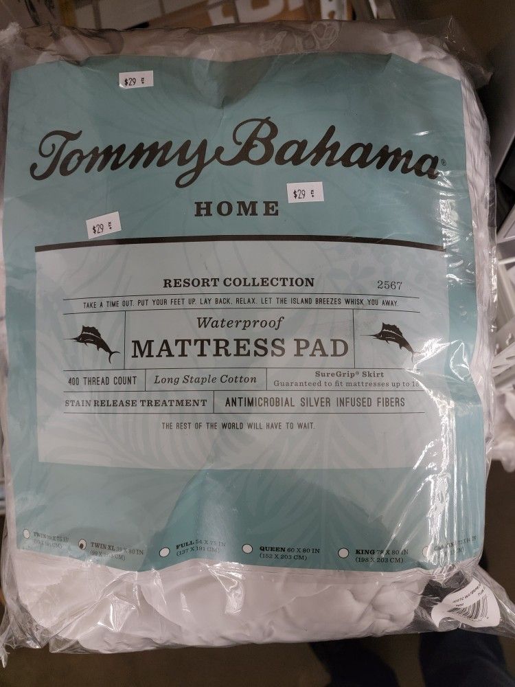 Tommy Bahama Twin Xl Waterproof Mattress Pad, $29