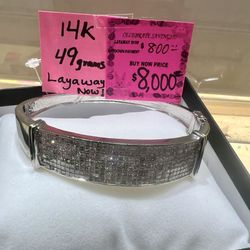 White Gold Bangle Diamond Bracelet 