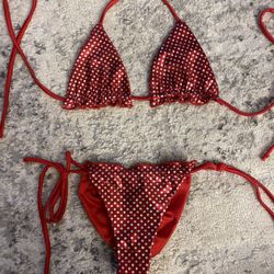 La Costanera Reversible Red/Silver Dot Bikini 