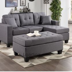 Naomi Grey Sectional & Ottoman