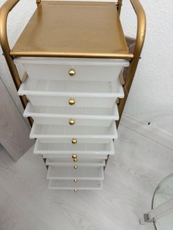 Gold Salon Rolling Cart with Drawers