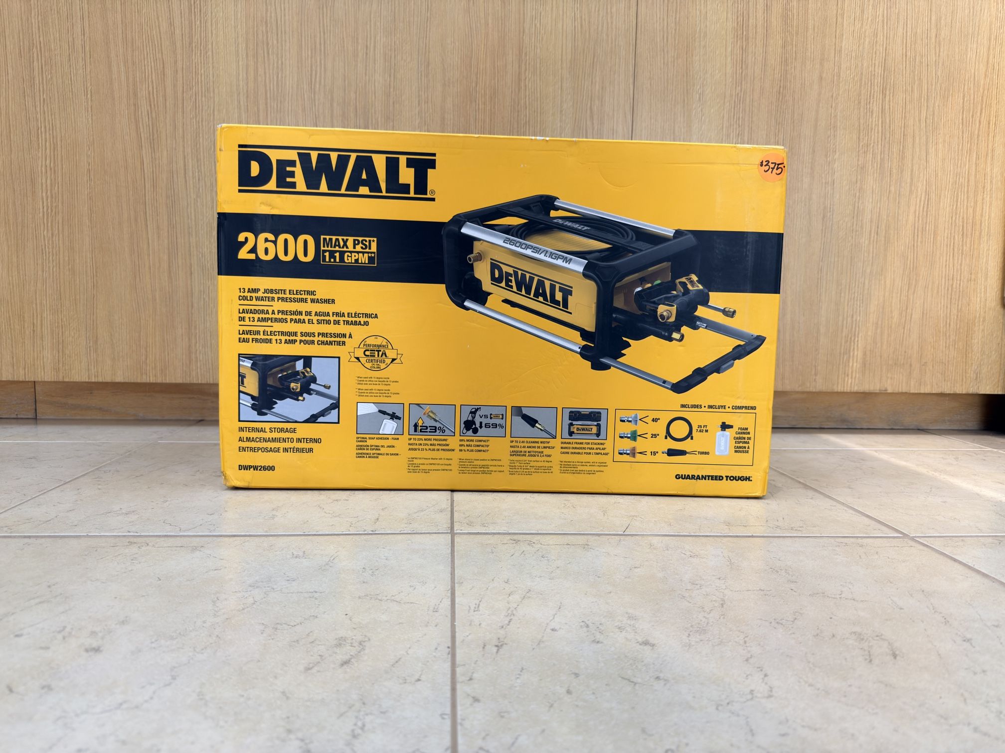 DEWALT 13AMP JOB SITE ELECTRIC COLD WATER PRESSURE WASHER