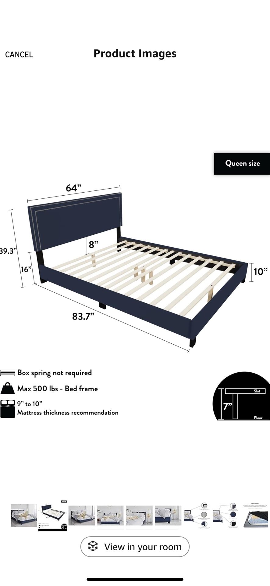 Queen Bed. Platform Bed Frame.