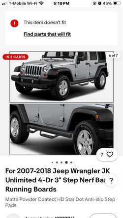 For 2007-2018 Jeep Wrangler JK Unlimited 4-Dr 3" Step Nerf Bar Running Boards