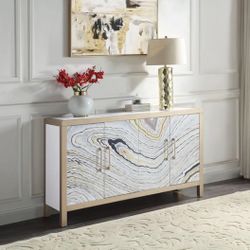 —Olisa Gold Trim Geode Console Table—