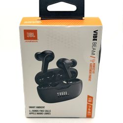 JBL Vibe Beam True Wireless Earbuds Bluetooth 5.2 Deep Bass 32H Battery Black | New Sealed! 