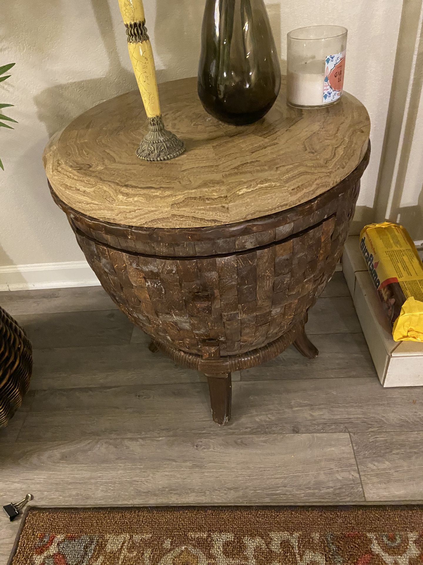 Marble top side table with two drawers