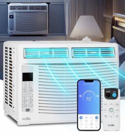 mollie 6,000 BTU Smart Window Air Conditioner with Wi-Fi Connected, Window AC Unit Cools up to 250 Sq.Ft, Remote/App Control, with Easy Install Kit, 1