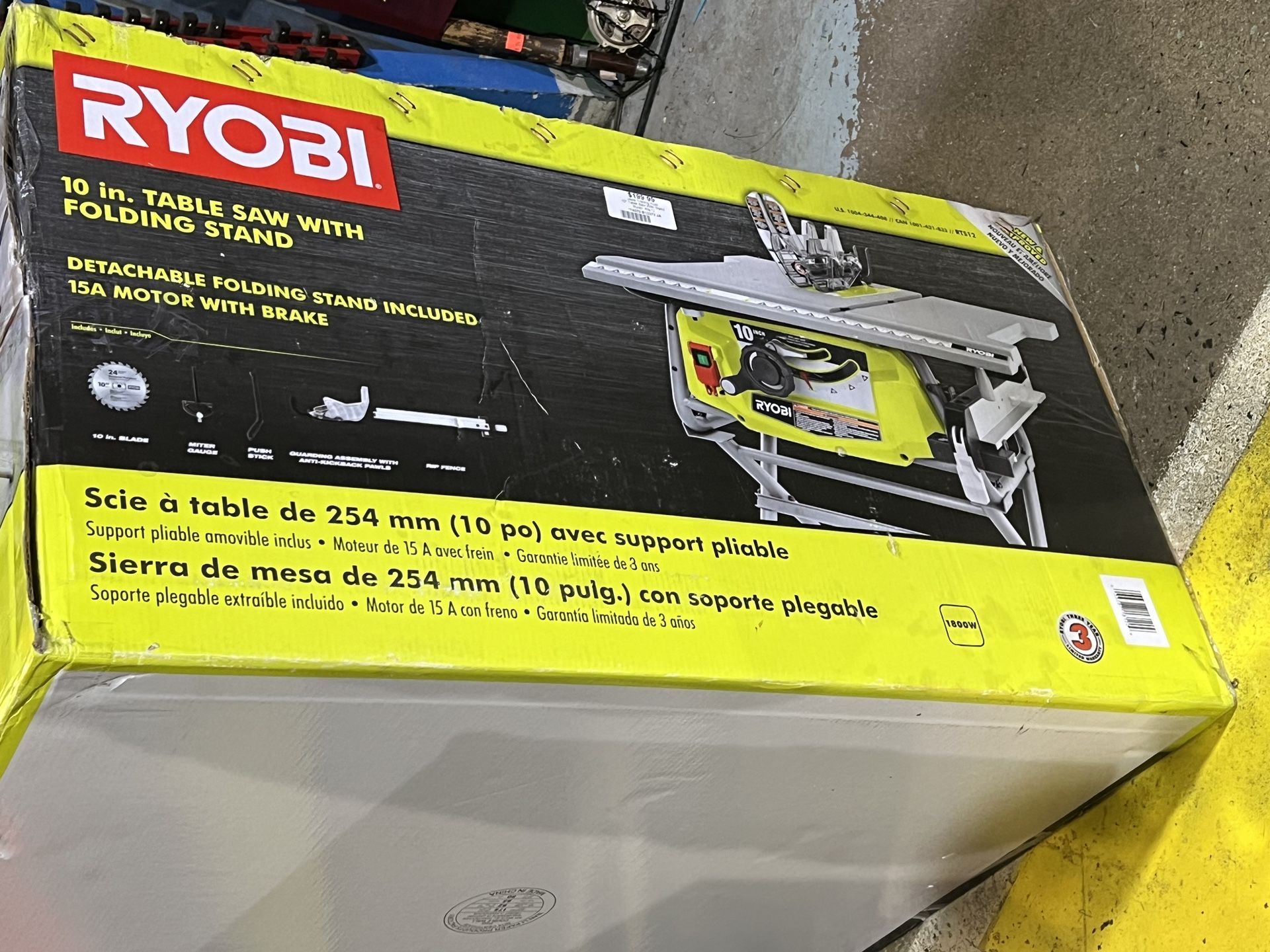 NEW Ryobi table 10” saw with stand pick up only  model RTS12