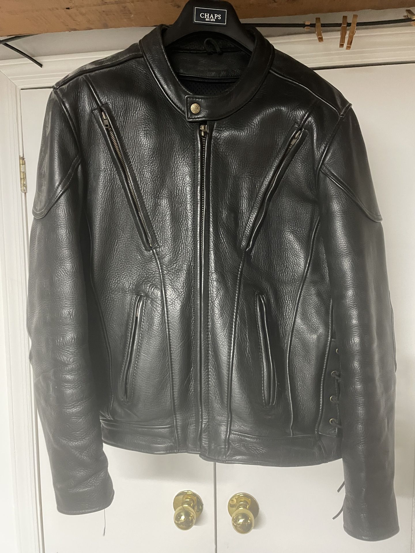 Fox Creek Leather Motorcycle Jacket Mens 41-43 Full Zip, Vented