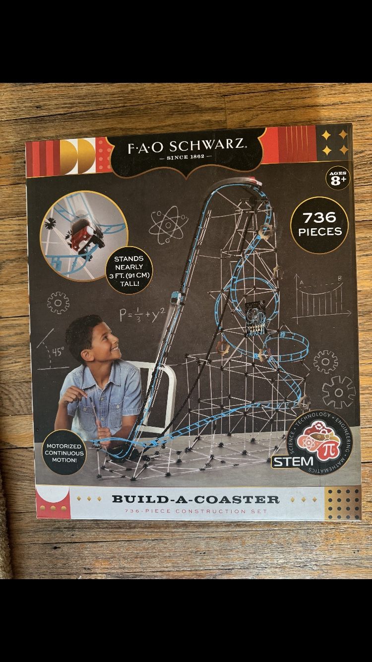 Build your own roller coaster set. All pieces inside! 