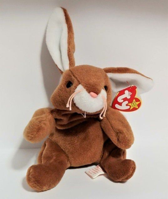 EARS the Rabbit, TY Beanie Baby 1995, swing tag ERROR PVC pellets