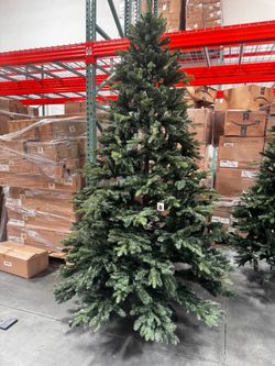 8FT Unlit Artificial Christmas Tree, 3062 PE & PVC Mixed Tips Full Realistic Shape, Premium Hinged Spruce Design, Foldable Metal Stand, Easy Setup, Li