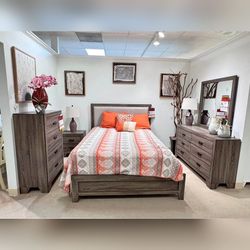 4PC Real wood Bedroom set with Padded headboard King size Queen szie bed frame