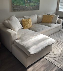 Cream White Soft Textured Sofa – Like New, Very Clean