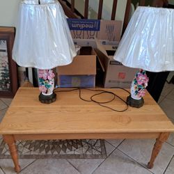 Antique Lamps And Table Set