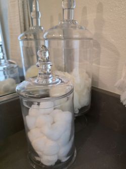 Clear Glass Apothecary Jars with Lids Set of 2