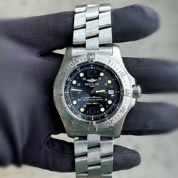 Breitling Discount Breitling Superocean Steelfish A17390 Automatic Watch Stainless Steel Bracelet 44mm Black Dial Bezel Box Papers Booklets