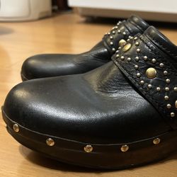 Michael Kors Studded Black Leather Clogs Size 7