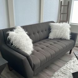 Charcoal Color Sofa Including Pillows