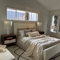 Modern Tufted Leather Bed Frame 