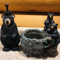 Black Forest Cabin Rustic Black Bear Set