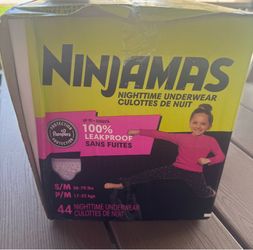 New Ninjamas Girls Bedwetting Nighttime Underwear, Size S/M (38-70 lbs), 44 Count