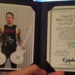 Guitar Epiphone Authenticity Certificate.