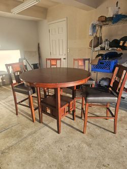 Round wooden table set