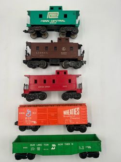 Lionel O Gauge Mixed Train Car Lot 5 Cabooses Boxcar Gondola Vintage