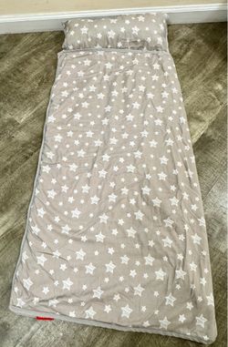 Moonsea Toddler Nap Mat with Pillow and Blanket - Gray Taupe Stars Daycare & Travel