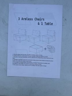 Three Armless Chairs and Table