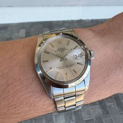 Rolex Date 34mm stainless steel men’s watch oyster bracelet gray steel dial