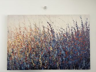 Large Abstract Floral Canvas Textured Wall Art - Home Decor