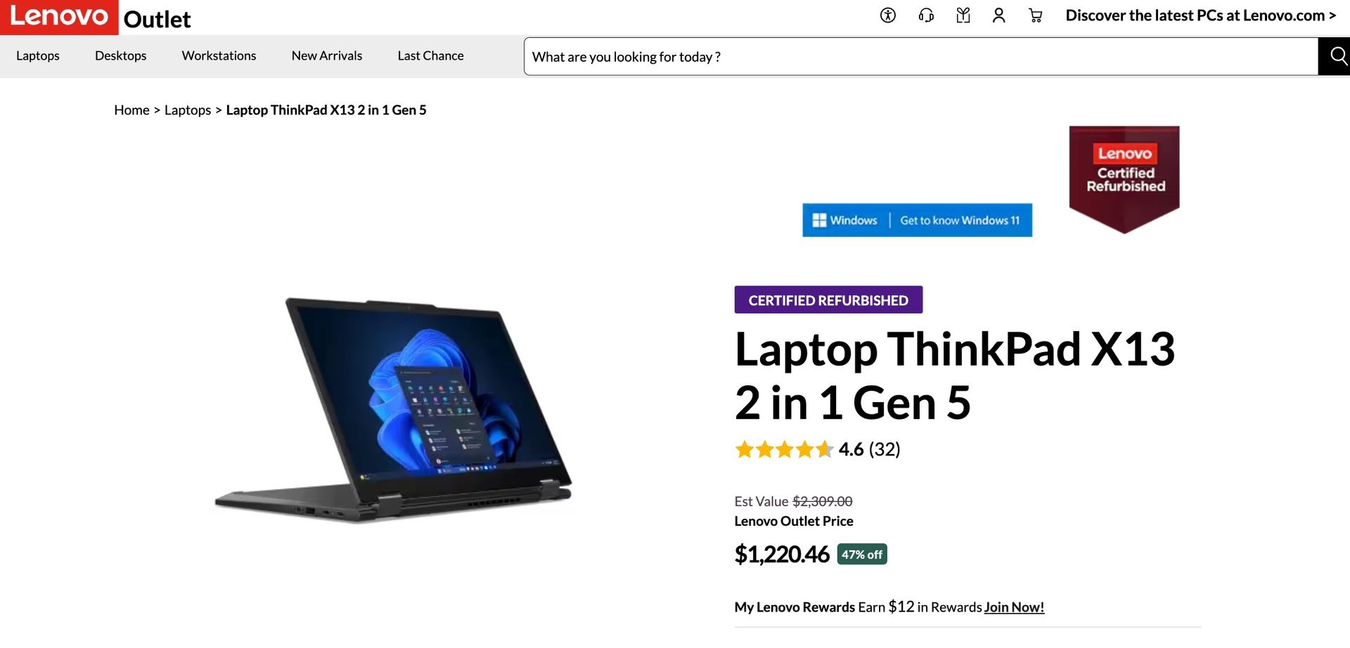 X13 2-in-1 Gen 5 (Type 21LW, 21 LX) Laptop (ThinkPad) and a Lenovo Docking Station