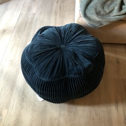 Indigo Velvet Pouf 