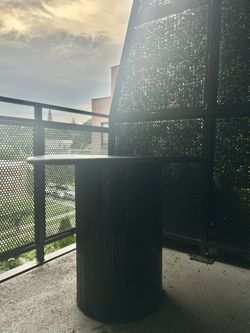 Round Black Oak Wood Outdoor Table