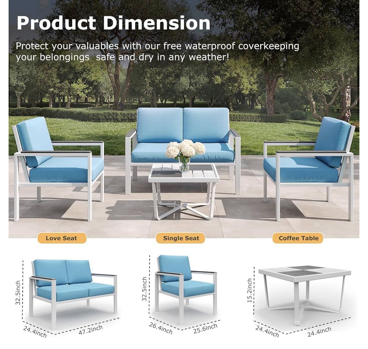 Out Side patio set with fire pit