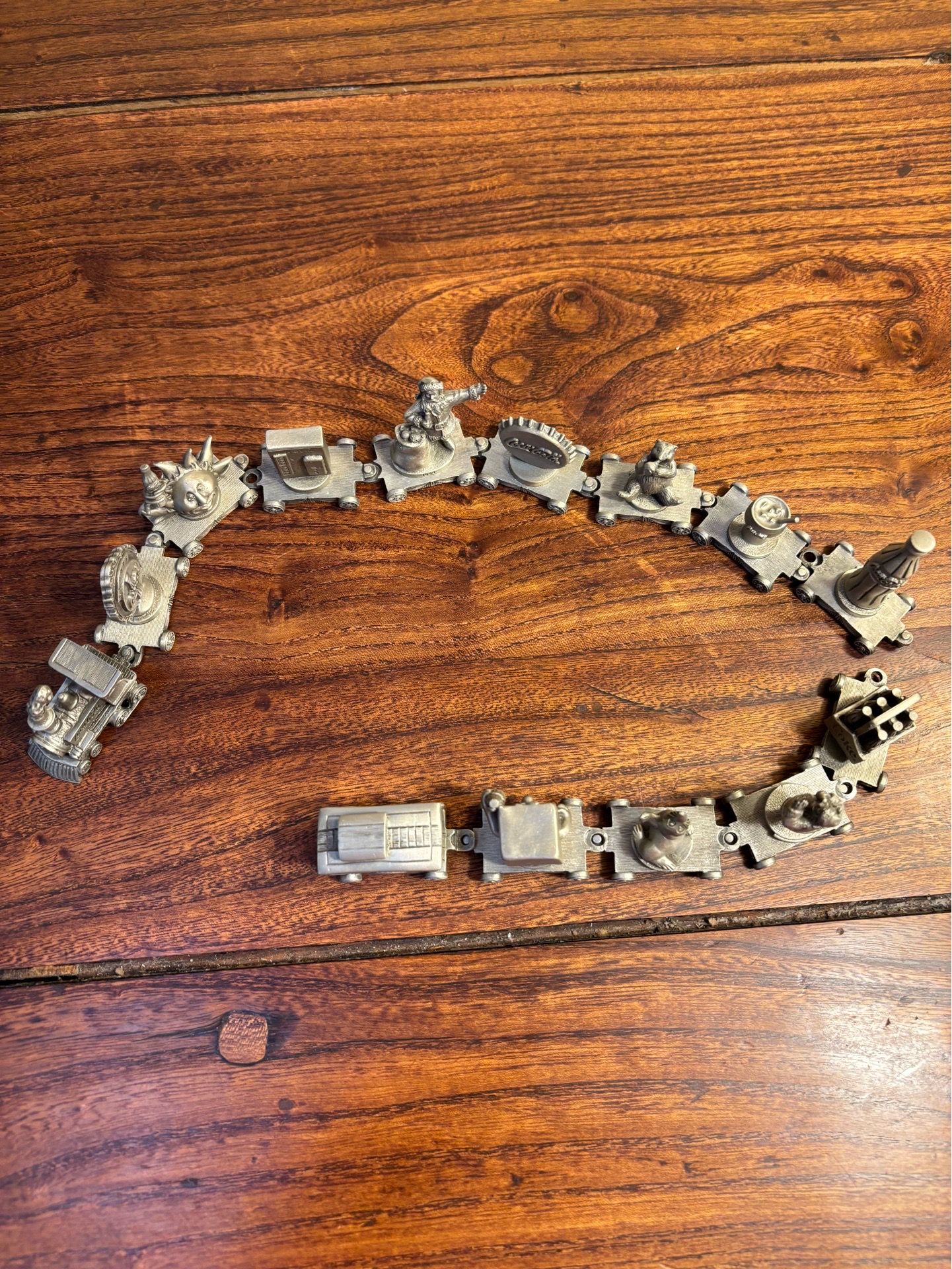 15-Piece Coca-Cola Pewter Miniature Train Figurine Set Christmas Holiday Collection