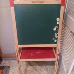 Blue Squid Chalk/dry Erase Board Easel With Add On  Paper Roll For Drawing