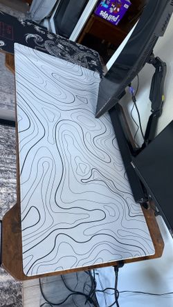 Large Extended Gaming Mouse Pad / Desk Mat – White Topographic Design