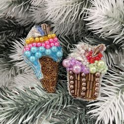 new handmade colourful  ice cream, cupcake and love brooches, buy one or together , price for each 