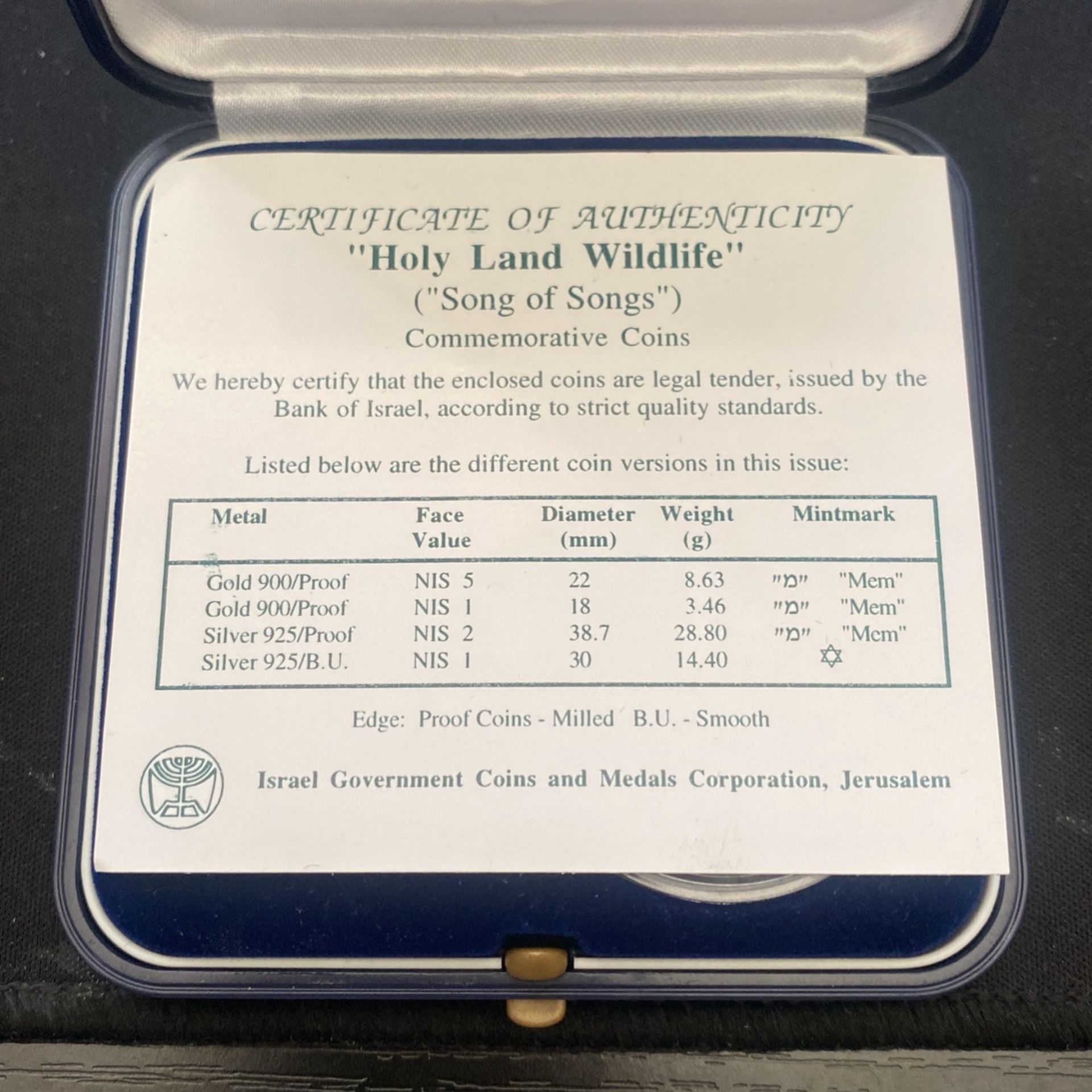 Holy Land Wildlife Commemorative Coins