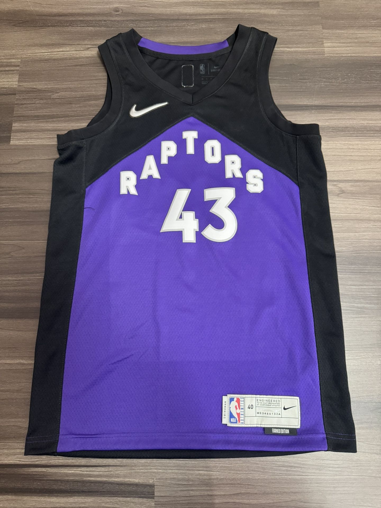 Nike Toronto Raptors Pascal Siakam #43 Earned Edition Swingman Jersey 40 Small