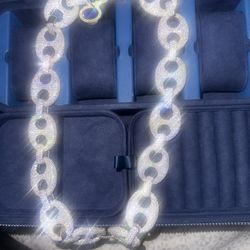 💎 26MM Oval-Link Diamond Chain – Custom St. Louis Blues Edition (14K White Gold, VVS Flawless Diamo