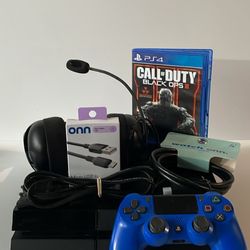 PS4 With Controller, Headset, And Game 