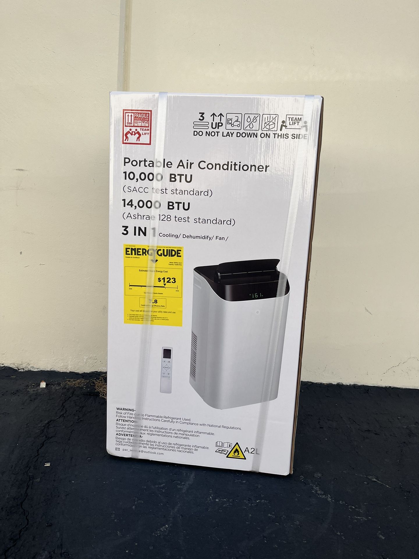 14000Btu Portable Air Conditioner Cools up to 700 Sq.Ft, 3-in-1 Quiet Portable AC Unit with Remote Control & Installation Kits for Large Room, 3 Speed
