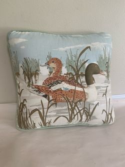 Vintage 3D Duck Throw Pillow 12x10 Mallard Wildlife Cottage Decor Cushion Lake