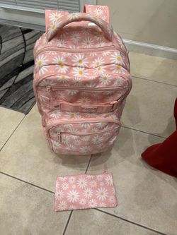 Roller Backpack for Girls, Roller Wheels Bookbag, Laptop Daisy Wheeled School Bag with Wheels